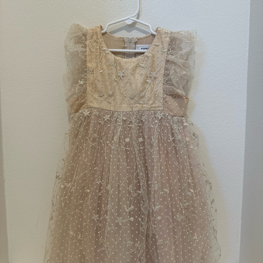 Popatu Gold and Cream Formal Kids Dress